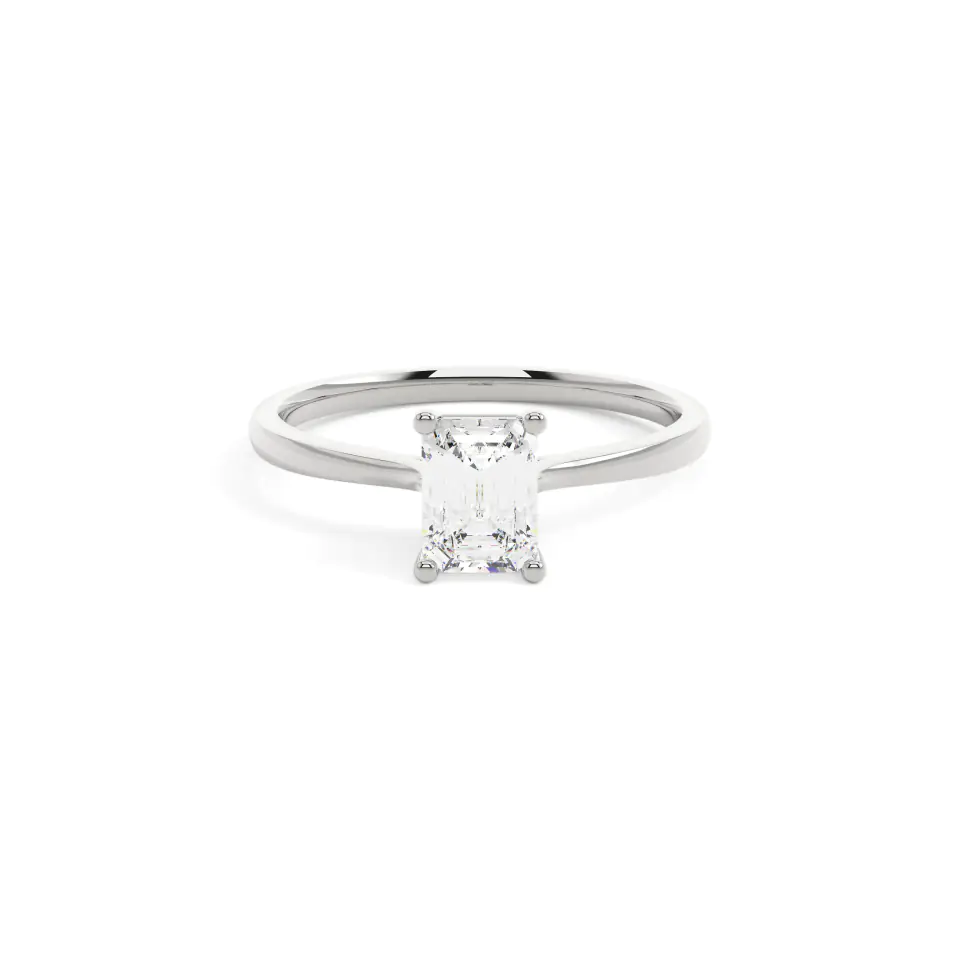 18k White Gold Emerald Delicate Solitaire Engagement Ring