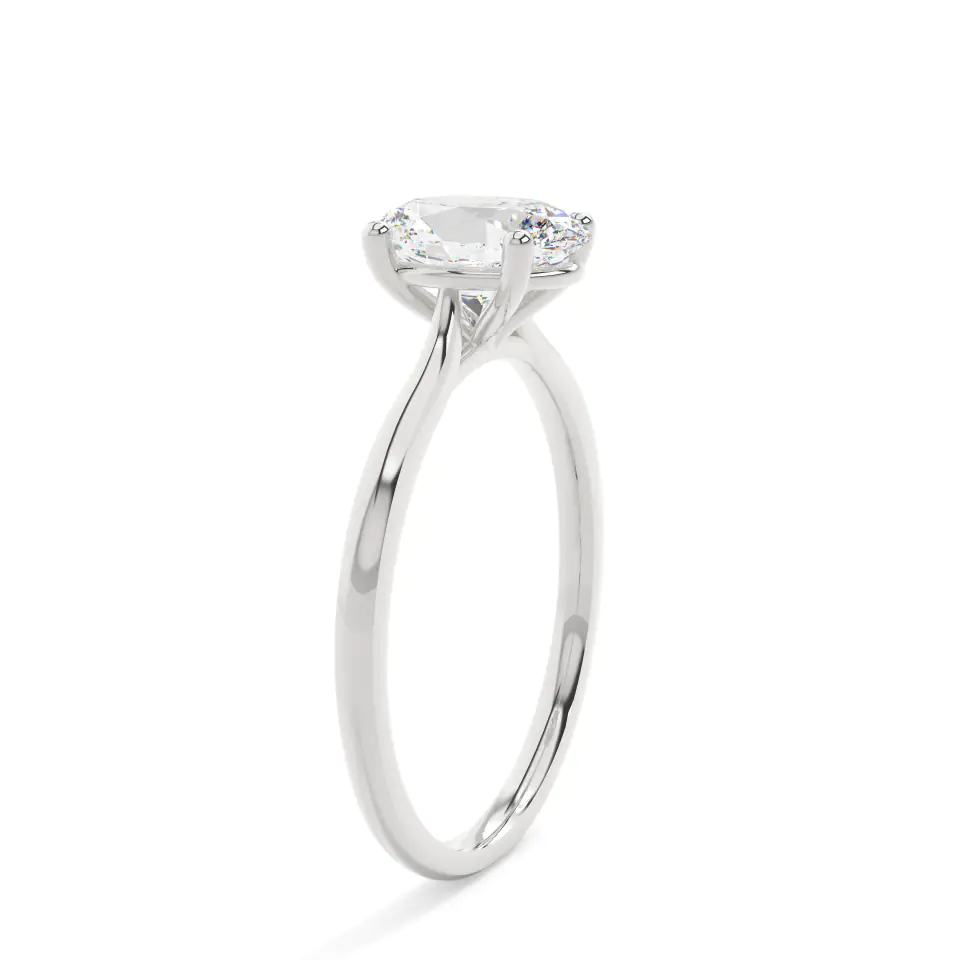 18k White Gold Oval Delicate Solitaire Engagement Ring