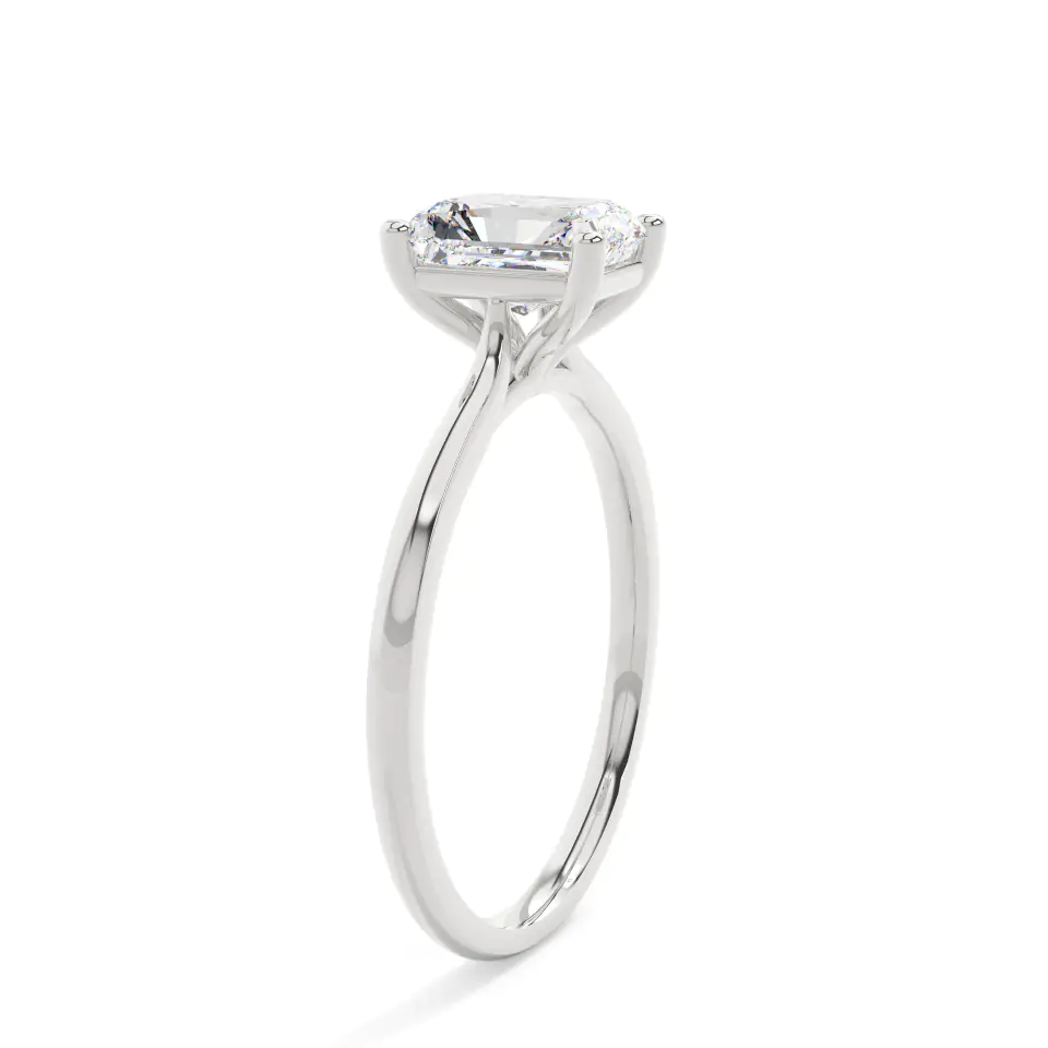 18k White Gold Radiant Delicate Solitaire Engagement Ring
