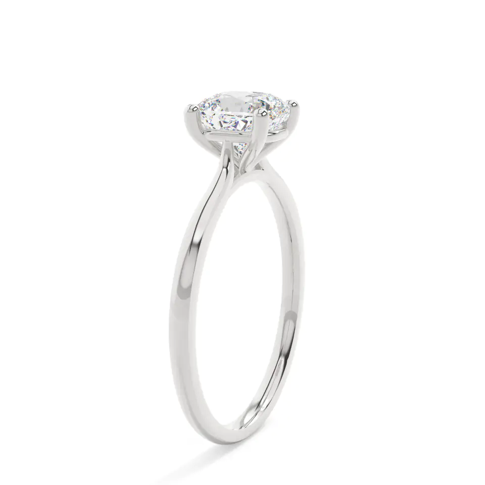 18k White Gold Cushion Delicate Solitaire Engagement Ring