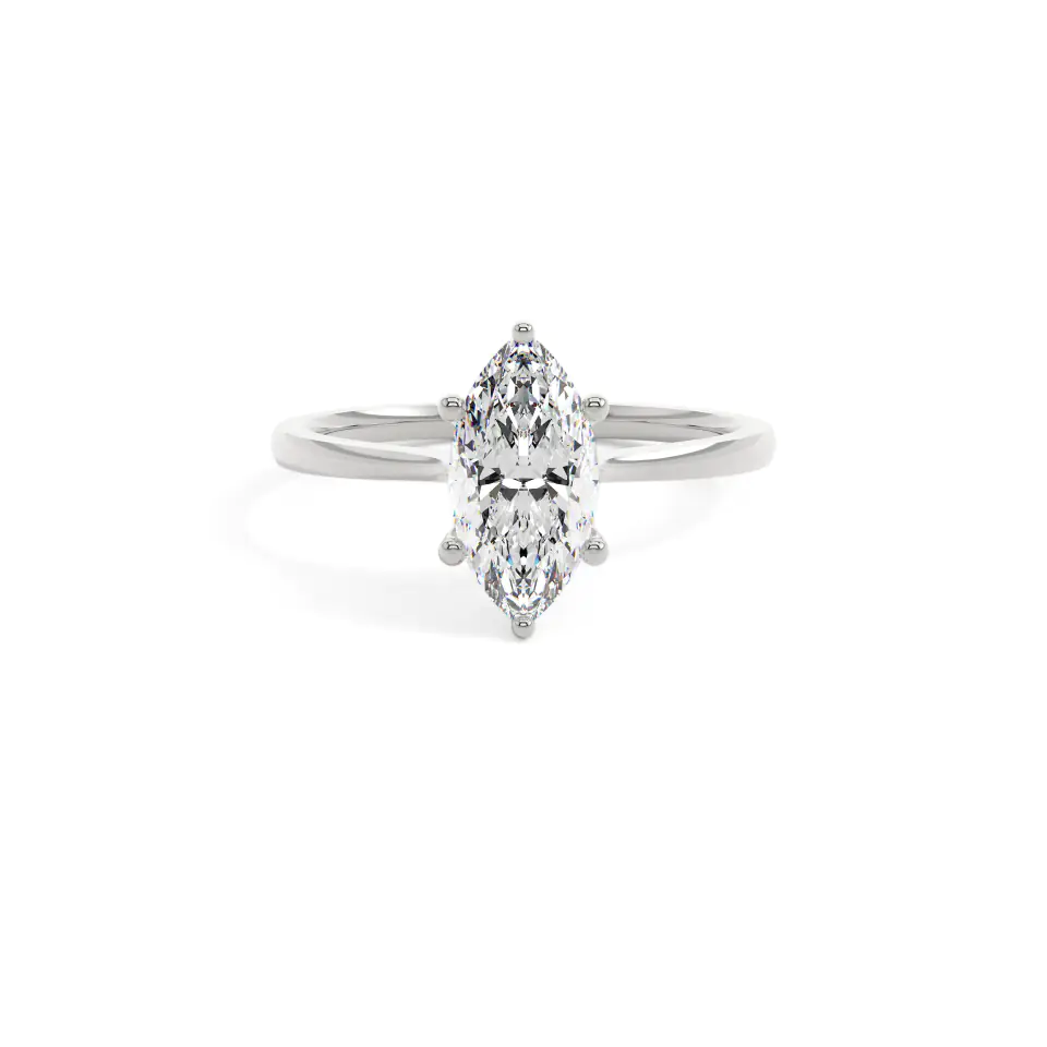 18k White Gold Marquise Delicate Solitaire Engagement Ring