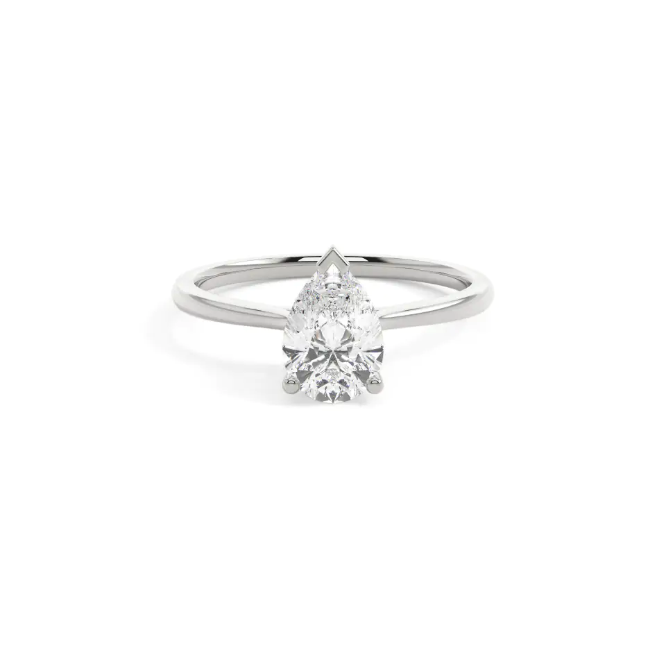 18k White Gold Pear Delicate Solitaire Engagement Ring