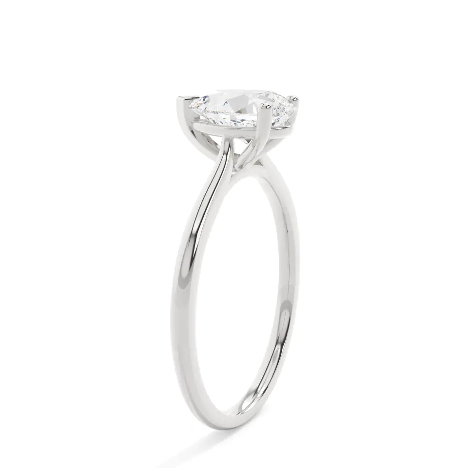 18k White Gold Pear Delicate Solitaire Engagement Ring