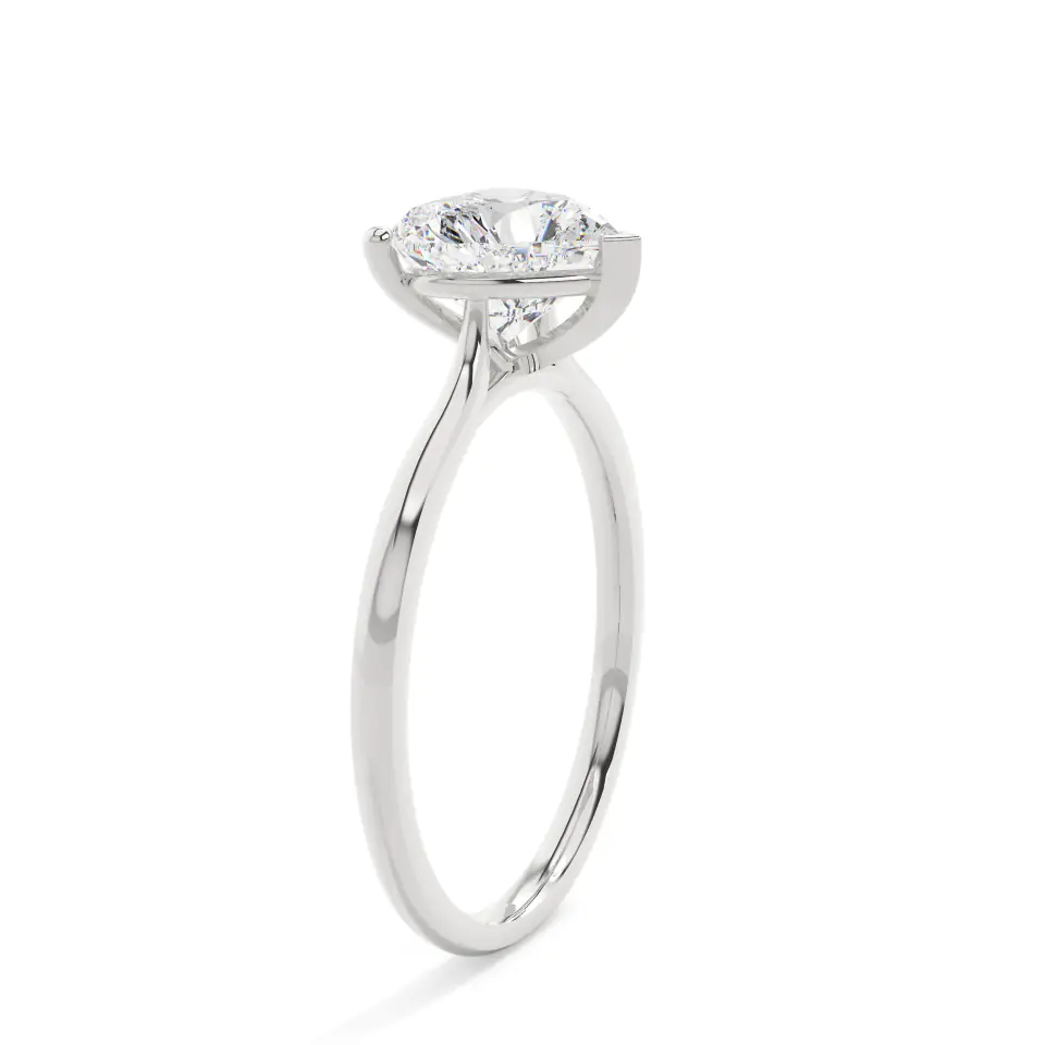 18k White Gold Heart Delicate Solitaire Engagement Ring