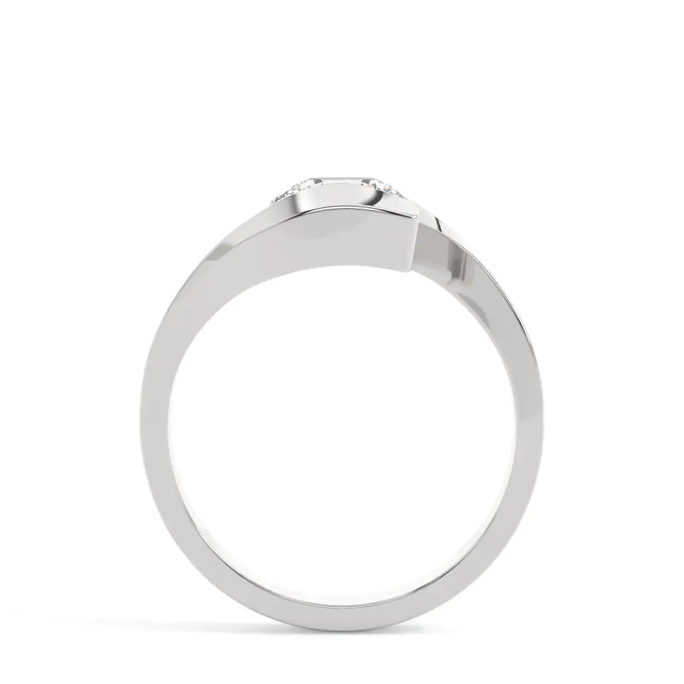 18k White Gold Round Swirl Solitaire Engagement Ring