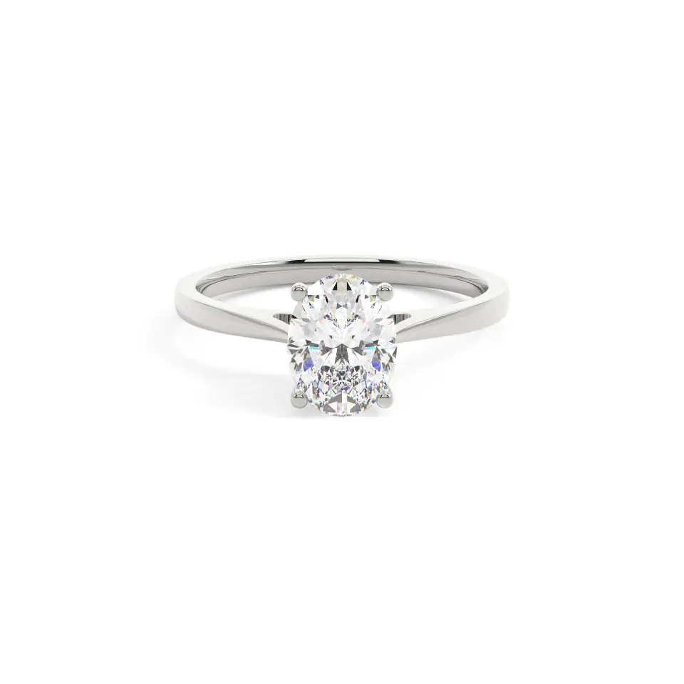 18k White Gold Oval Classic Solitaire Engagement Ring