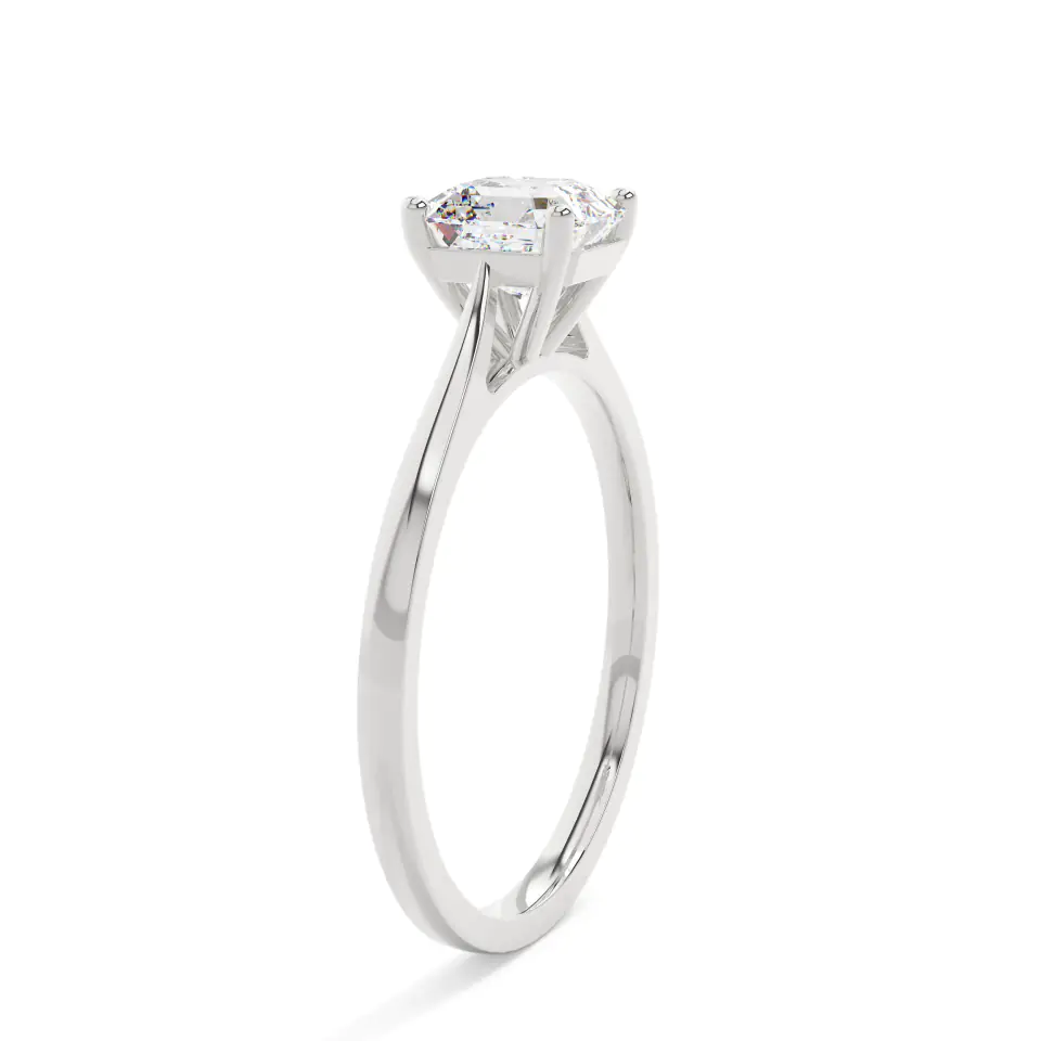 18k White Gold Asscher Classic Solitaire Engagement Ring