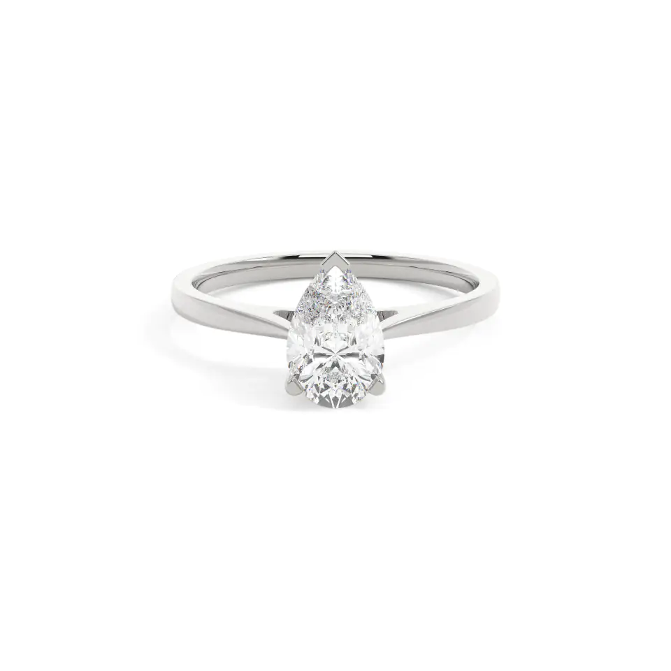 18k White Gold Pear Classic Solitaire Engagement Ring