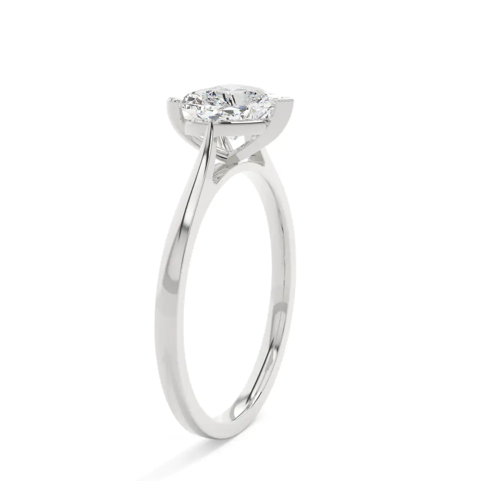 18k White Gold Heart Classic Solitaire Engagement Ring