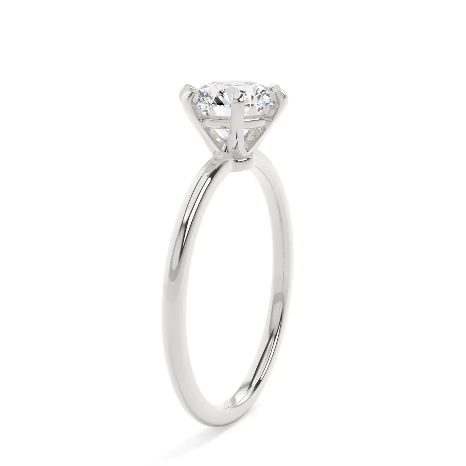 18k White Gold Round 6 Prong Solitaire Engagement Ring