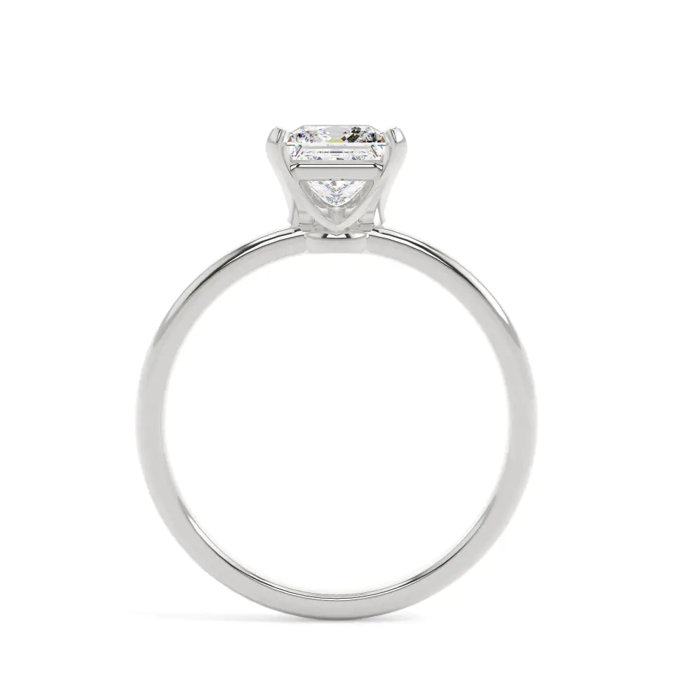 18k White Gold Princess 4 Prong Solitaire Engagement Ring