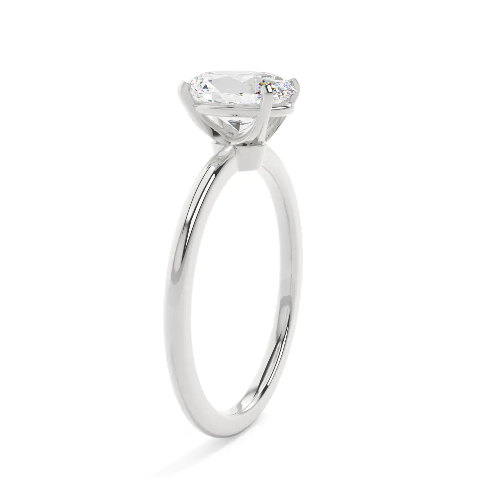 18k White Gold Oval 4 Prong Solitaire Engagement Ring