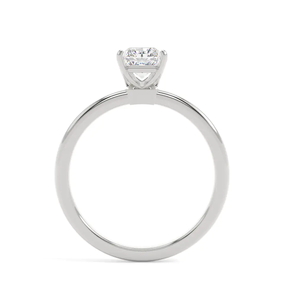18k White Gold Radiant 4 Prong Solitaire Engagement Ring