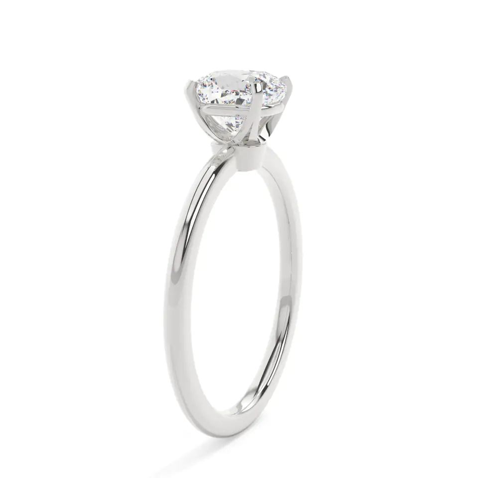 18k White Gold Cushion 4 Prong Solitaire Engagement Ring
