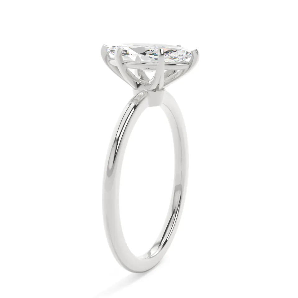 18k White Gold Marquise 6 Prong Solitaire Engagement Ring