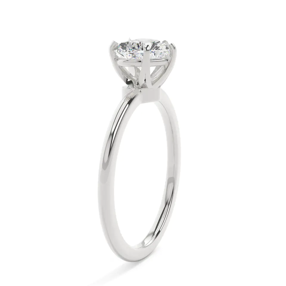 18k White Gold Heart 5 Prong Solitaire Engagement Ring