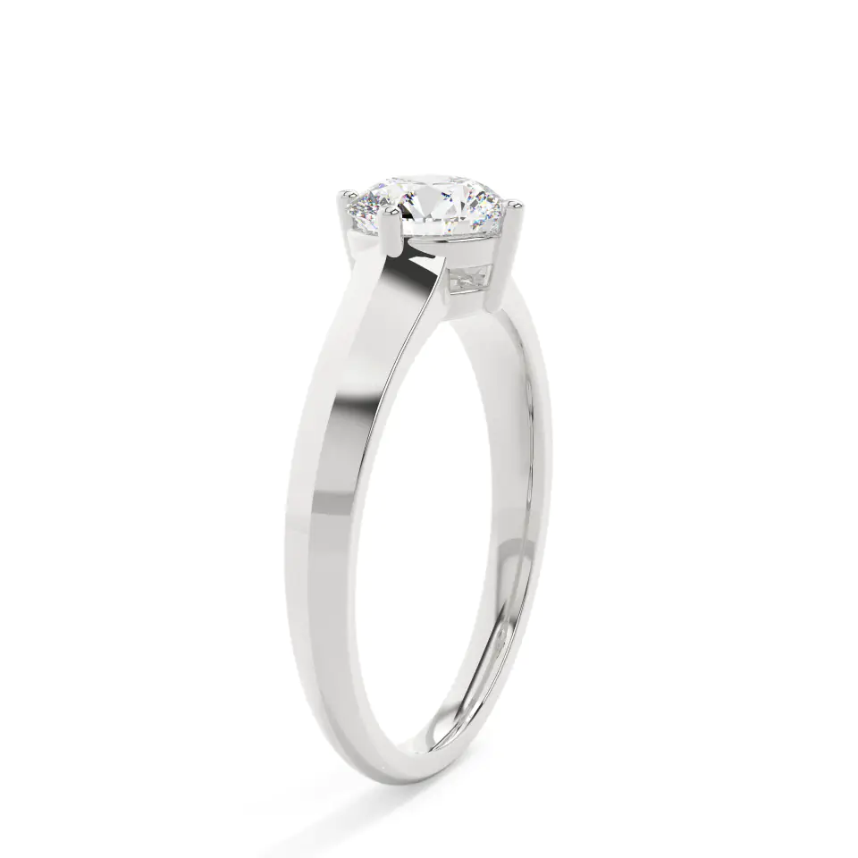 18k White Gold Round Bold Solitaire Engagement Ring