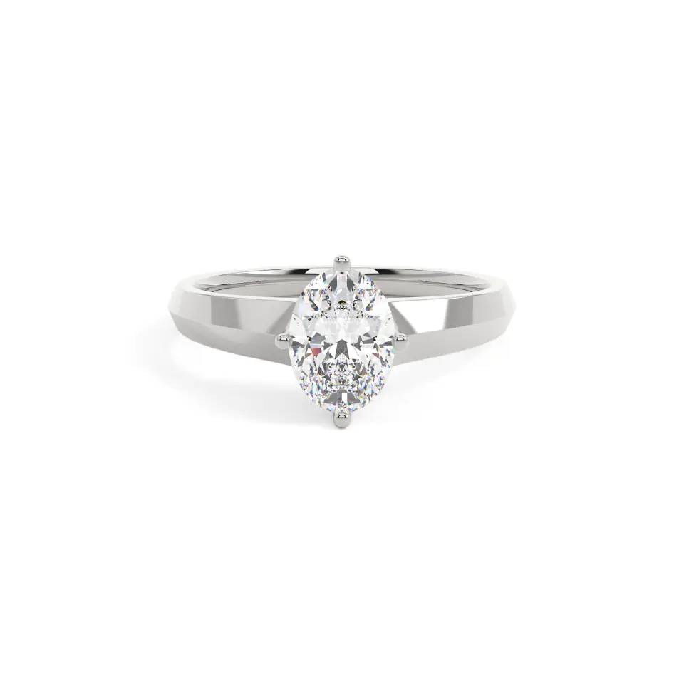 18k White Gold Oval Bold Solitaire Engagement Ring