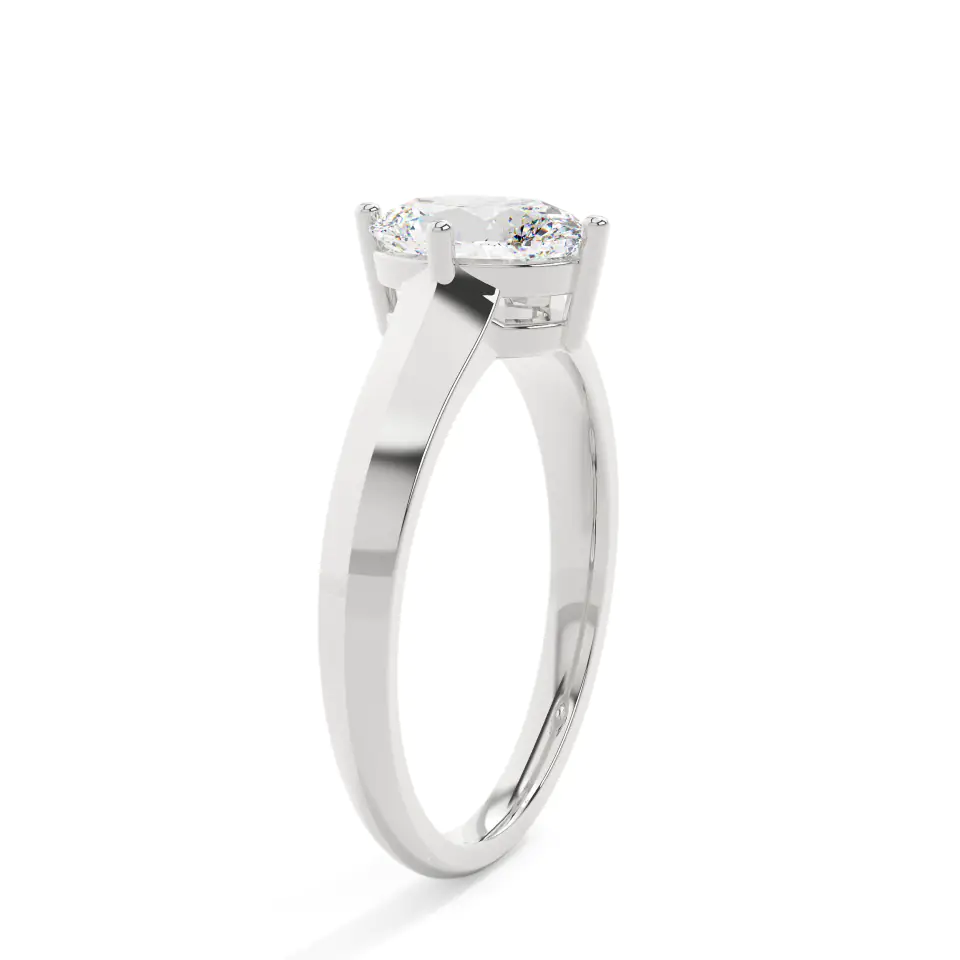 18k White Gold Oval Bold Solitaire Engagement Ring