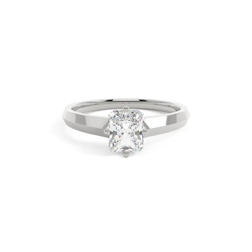 18k White Gold Radiant Bold Solitaire Engagement Ring