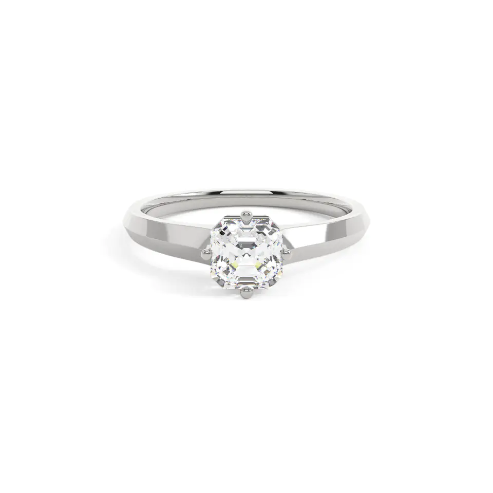 18k White Gold Ascher Bold Solitaire Engagement Ring