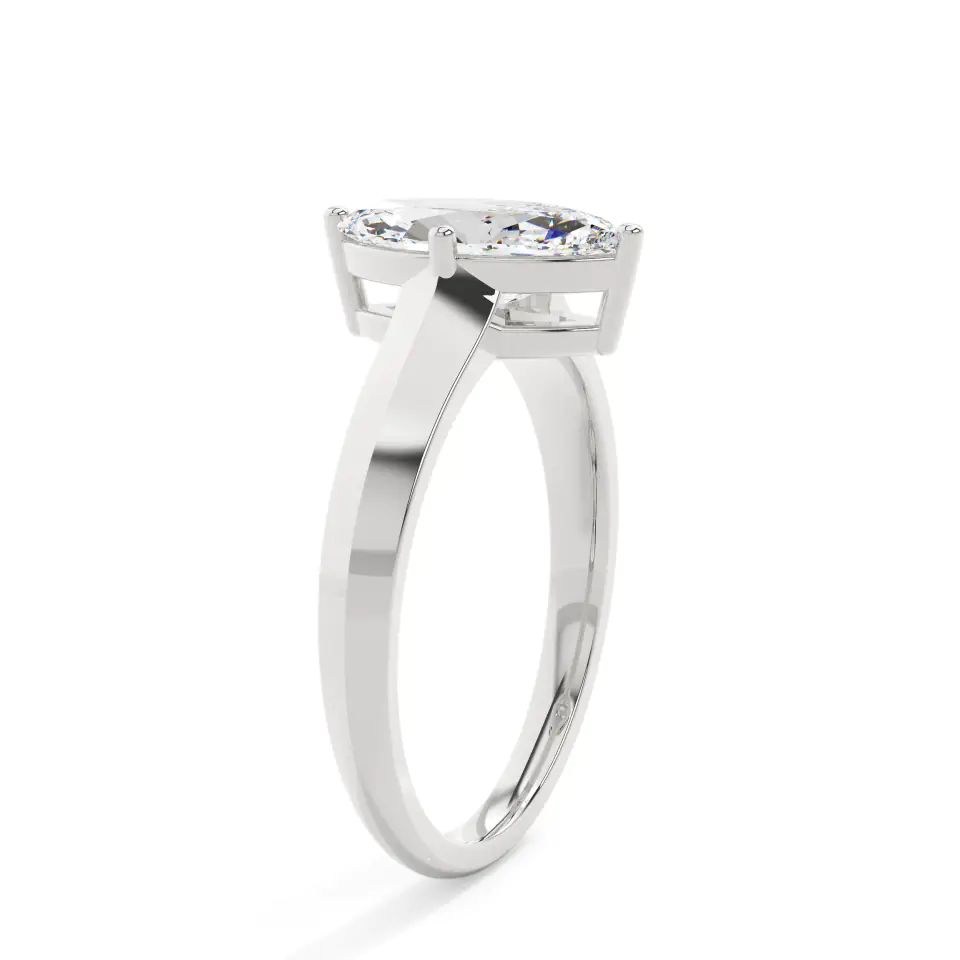 18k White Gold Marquise Bold Solitaire Engagement Ring