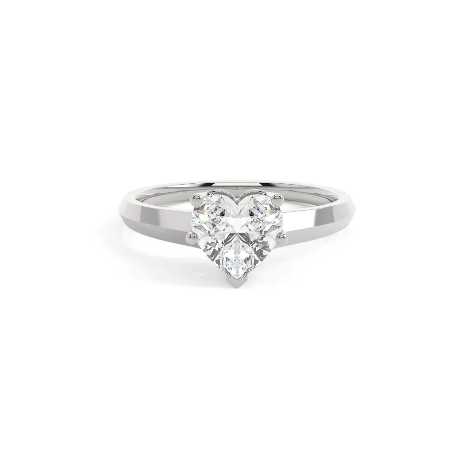 18k White Gold Heart Bold Solitaire Engagement Ring