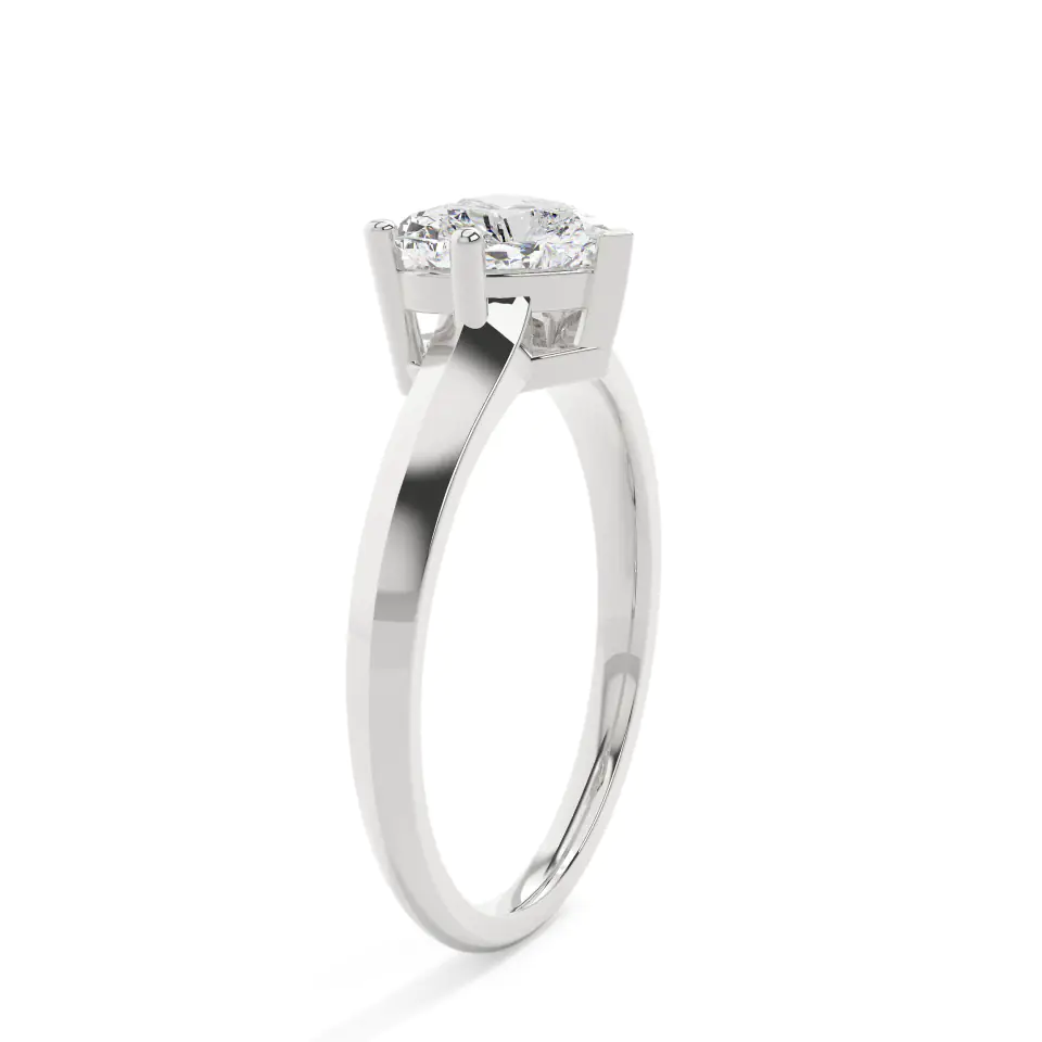 18k White Gold Heart Bold Solitaire Engagement Ring