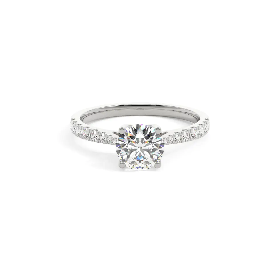 18k White Gold Round Grand solitaire Engagement Ring