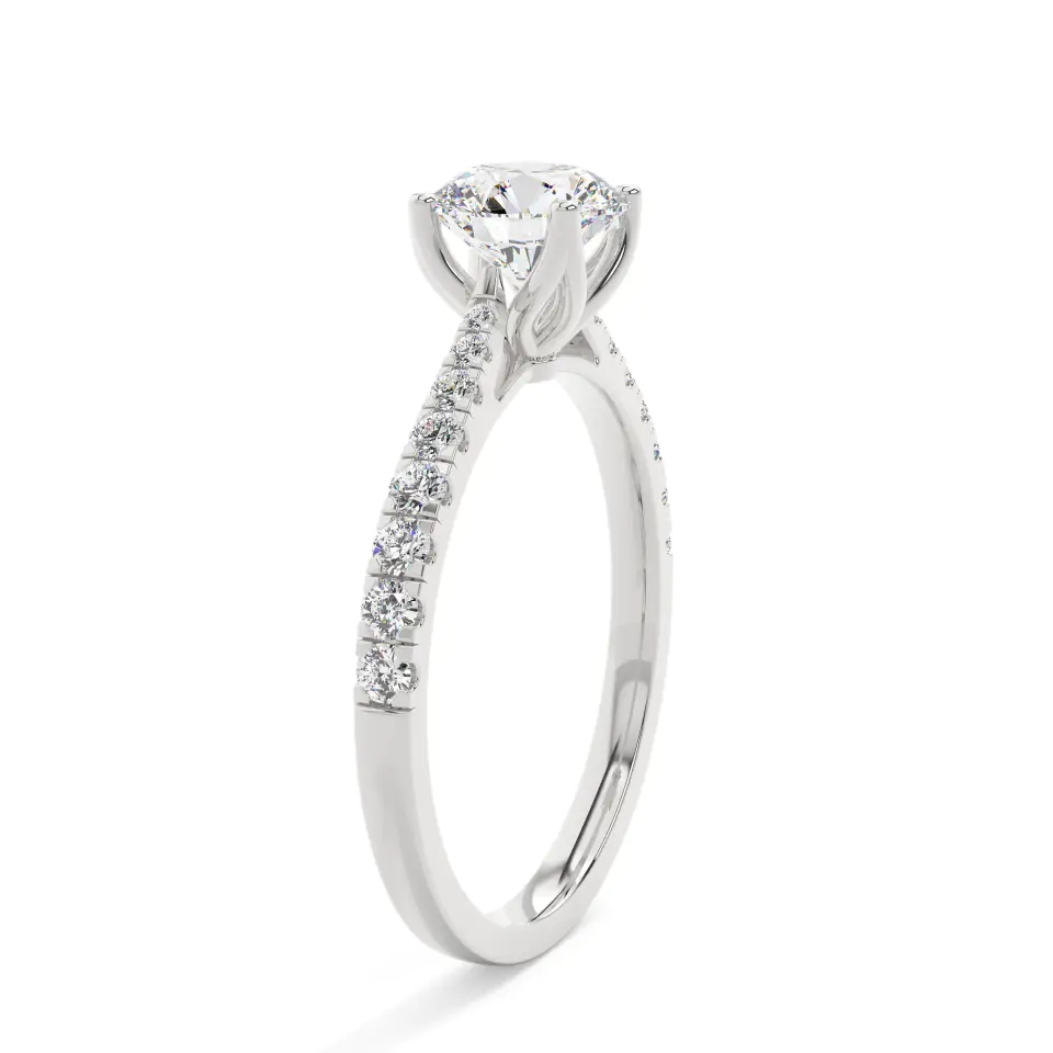 18k White Gold Round Grand solitaire Engagement Ring