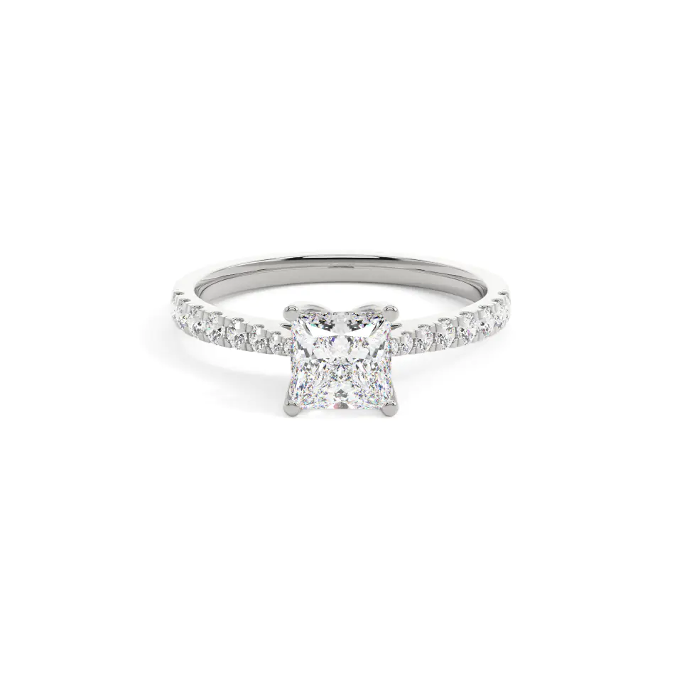 18k White Gold Princess Grand solitaire Engagement Ring