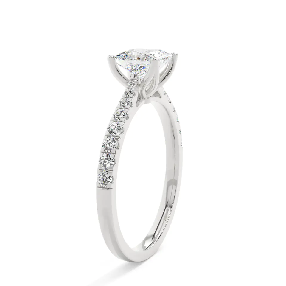 18k White Gold Princess Grand solitaire Engagement Ring