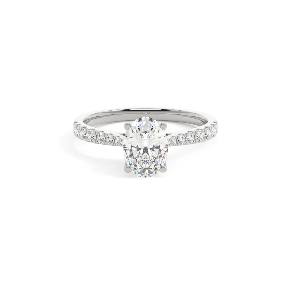 18k White Gold Oval Grand solitaire Engagement Ring