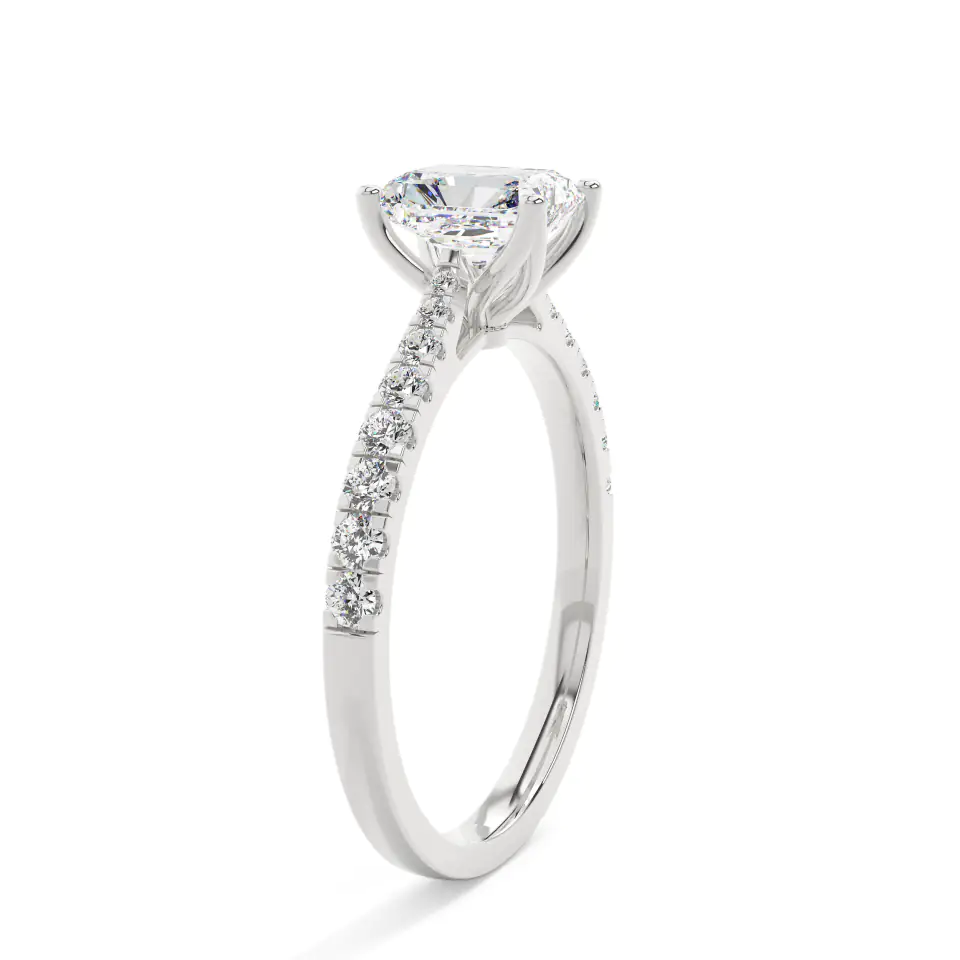 18k White Gold Radiant Grand solitaire Engagement Ring