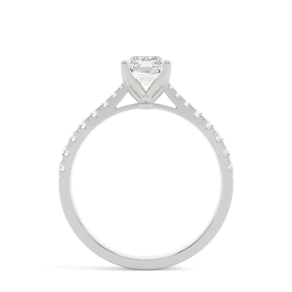 18k White Gold Radiant Grand solitaire Engagement Ring