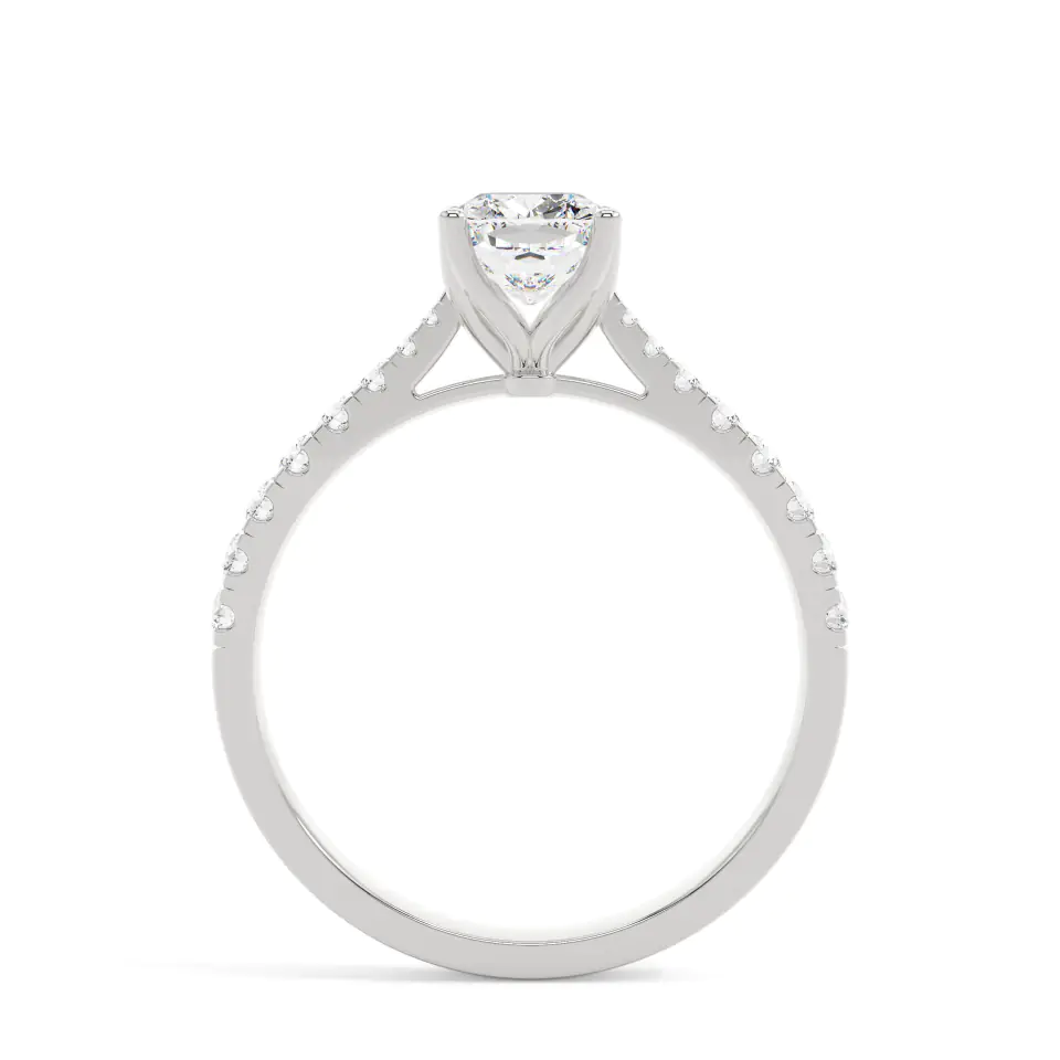 18k White Gold Cushion Grand solitaire Engagement Ring