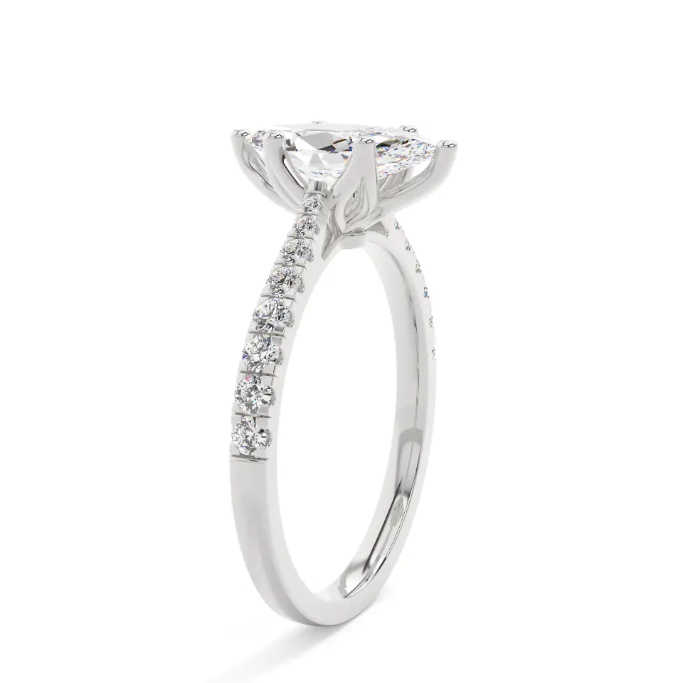 18k White Gold Marquise Grand solitaire Engagement Ring