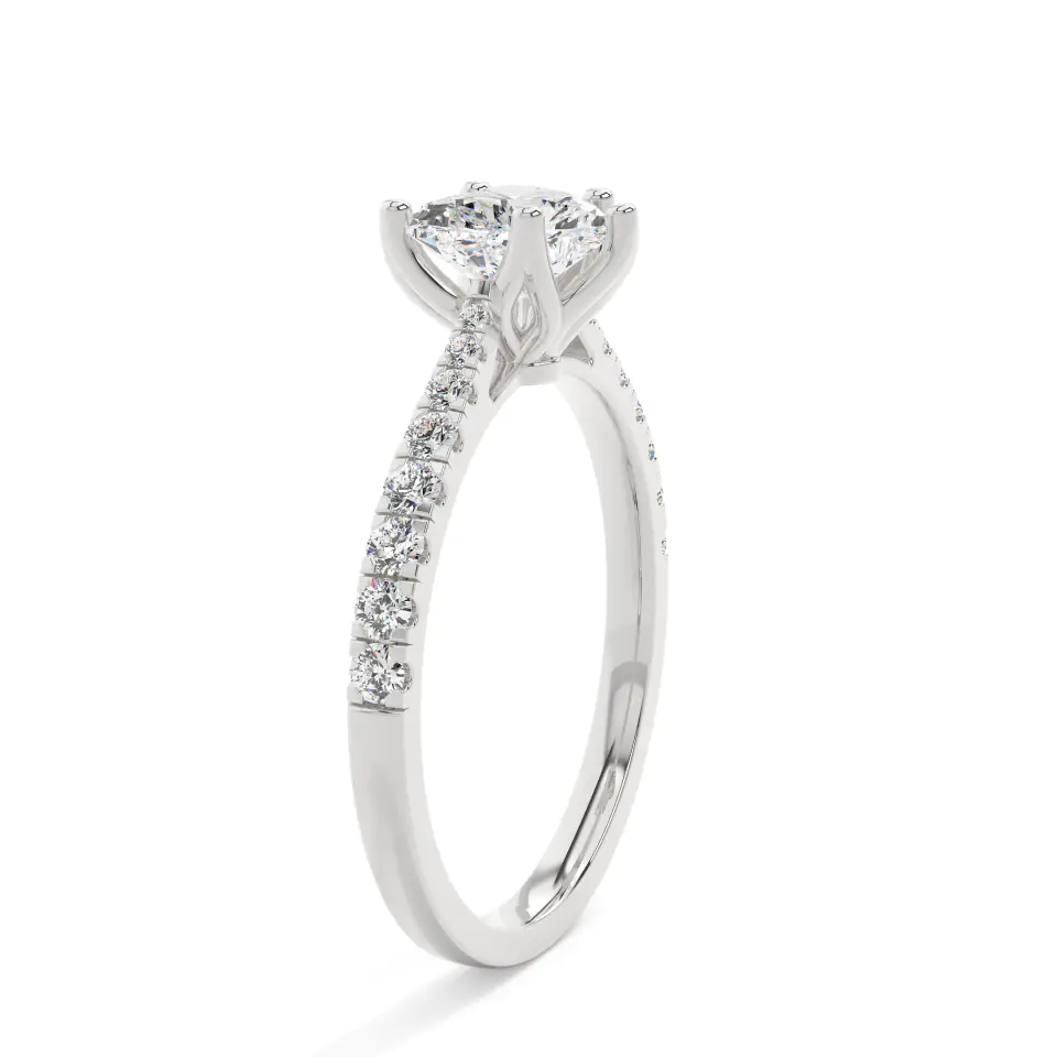 18k White Gold Heart Grand solitaire Engagement Ring