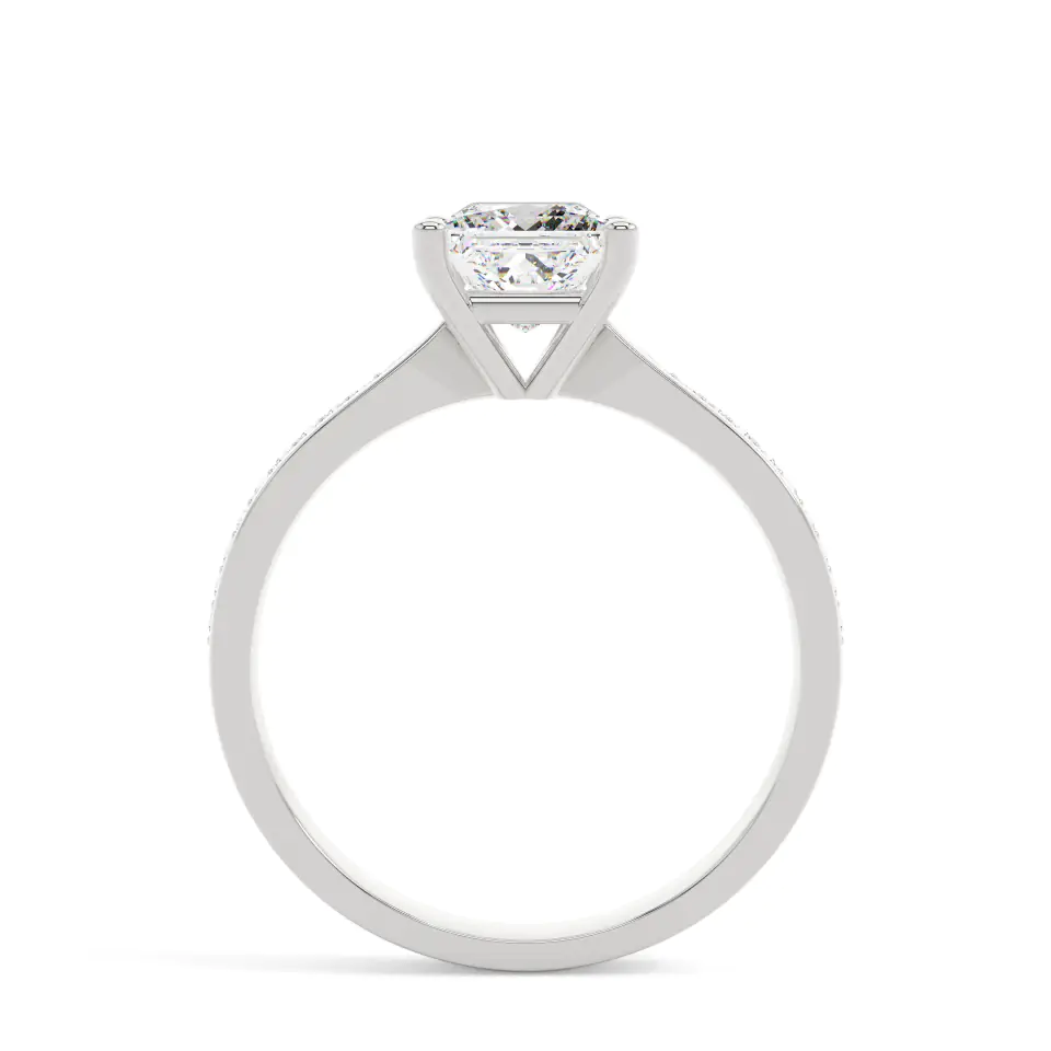 18k White Gold Princess Solitaire & Channel Setting Engagement Ring