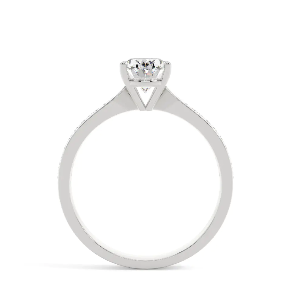 18k White Gold Oval Solitaire & Channel Setting Engagement Ring