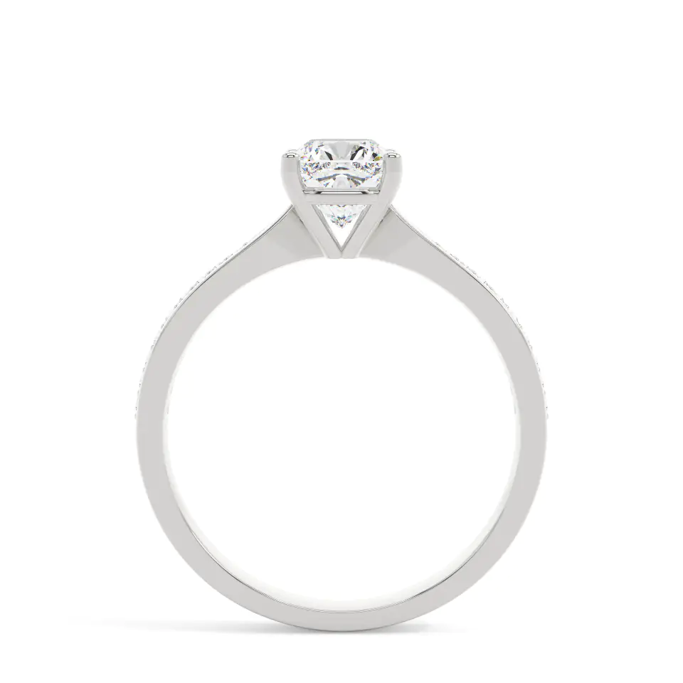 18k White Gold Cushion Solitaire & Channel Setting Engagement Ring