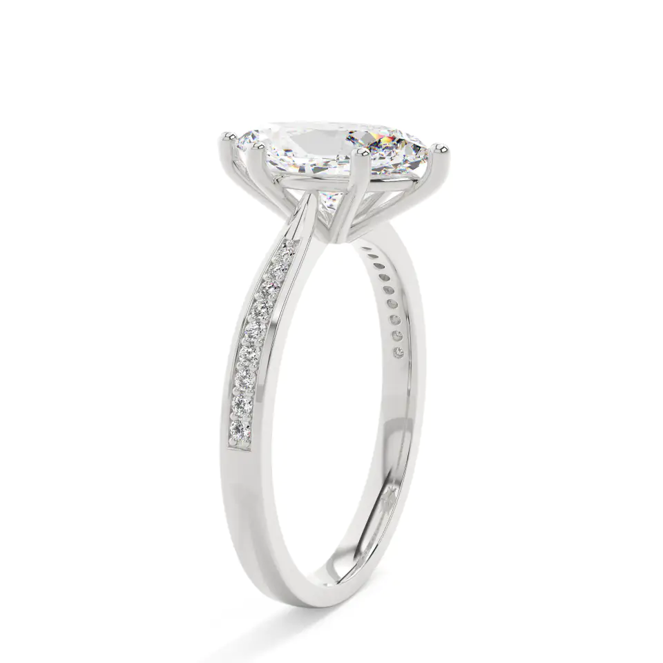 18k White Gold Marquise Solitaire & Channel Setting Engagement Ring