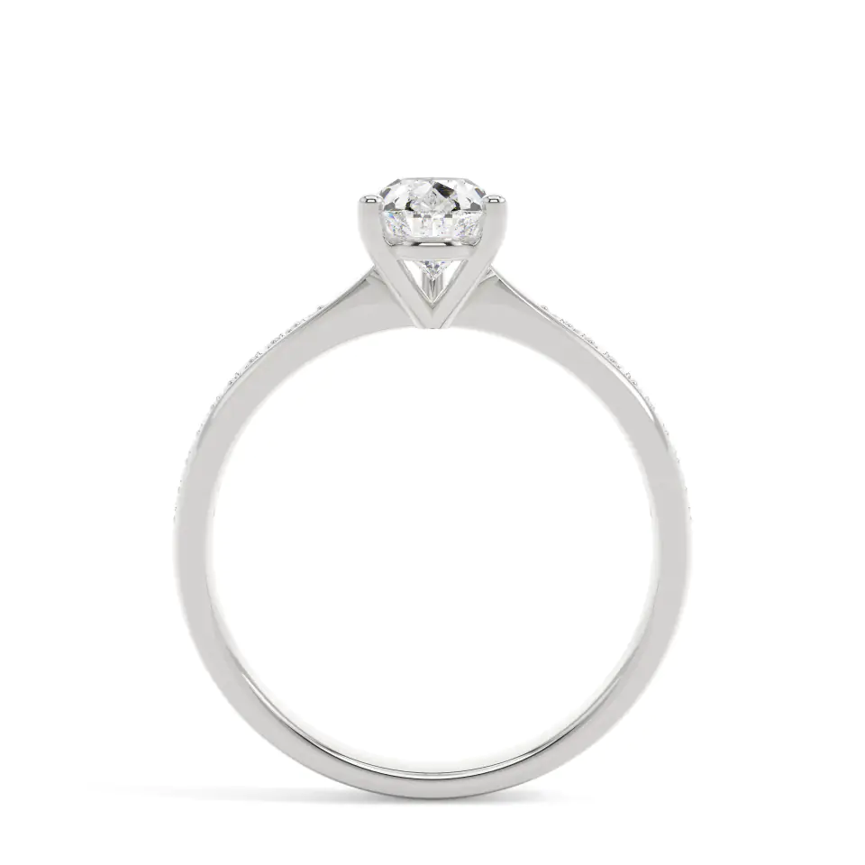 18k White Gold Pear Solitaire & Channel Setting Engagement Ring