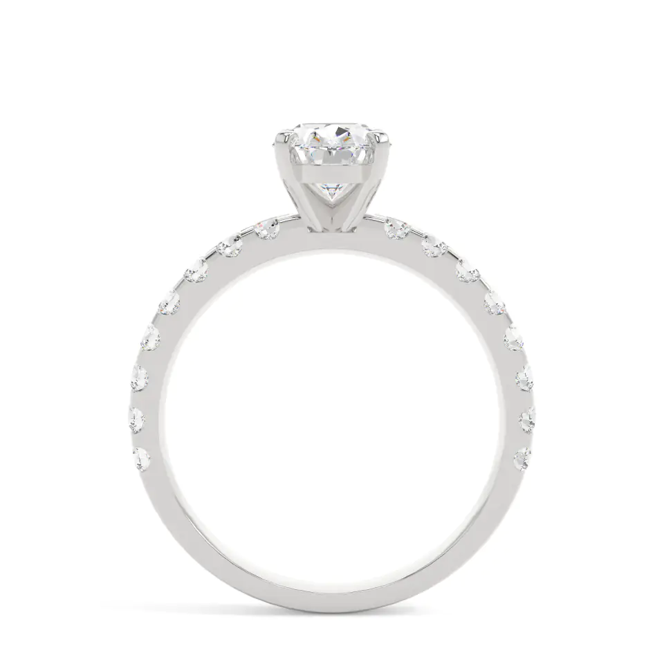 18k White Gold Radiant Solitaire With Side Stones Engagement Ring