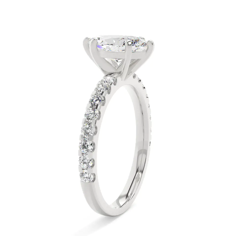 18k White Gold Marquise Solitaire With Side Stones Engagement Ring