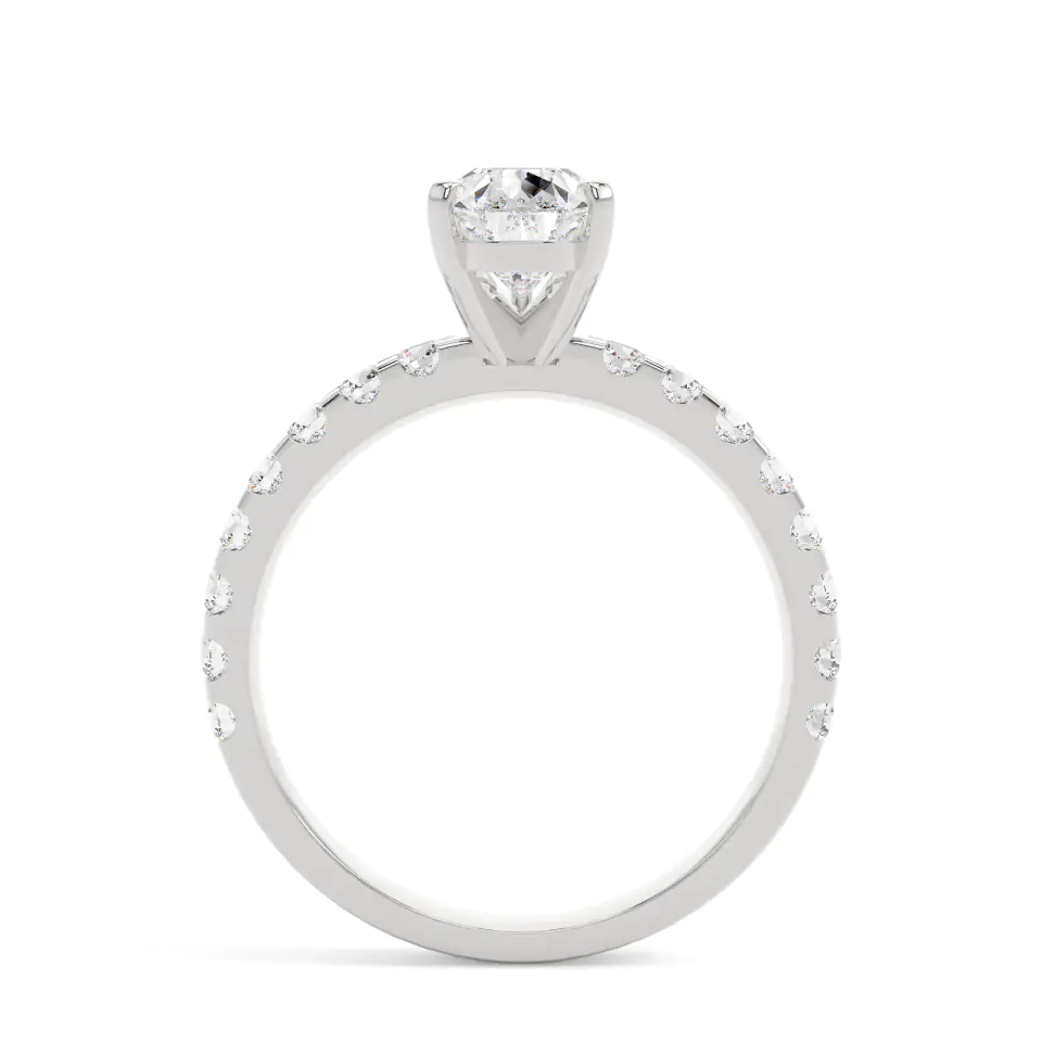 18k White Gold Pear Solitaire With Side Stones Engagement Ring