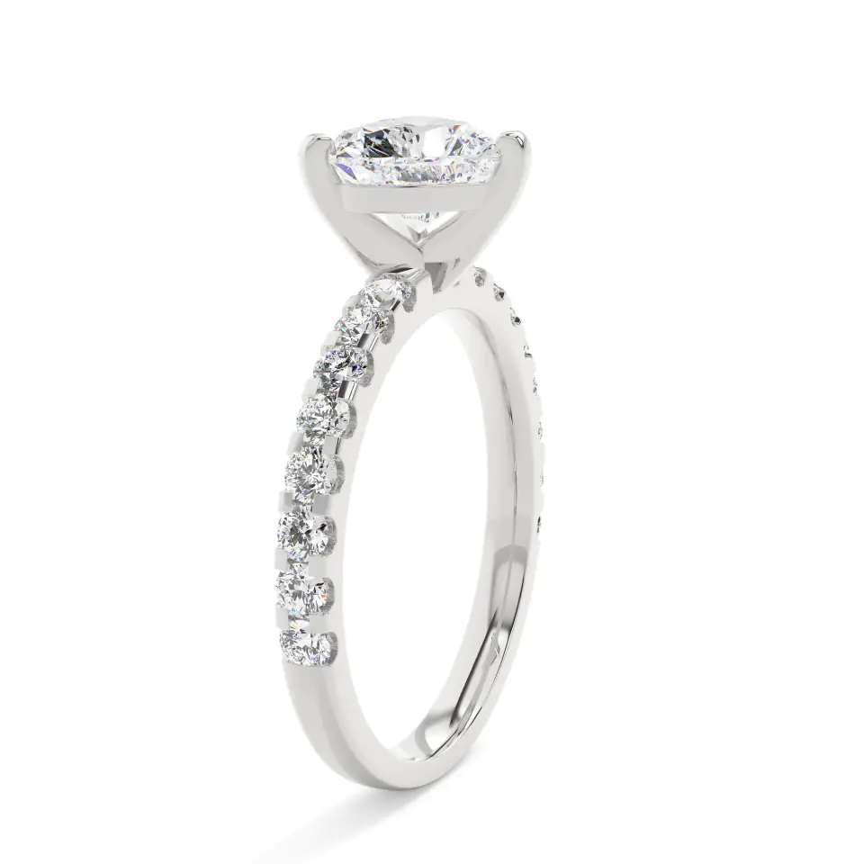 18k White Gold Heart Solitaire With Side Stones Engagement Ring