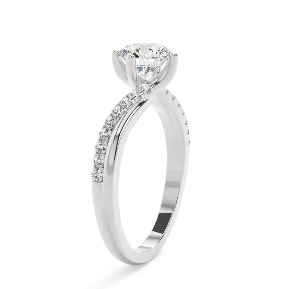 18k White Gold Round Infinity Solitaire Engagement Ring