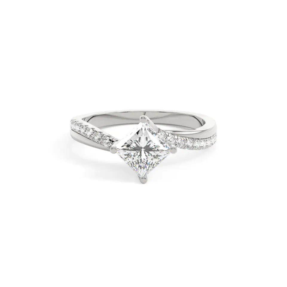 18k White Gold Princess Infinity Solitaire Engagement Ring