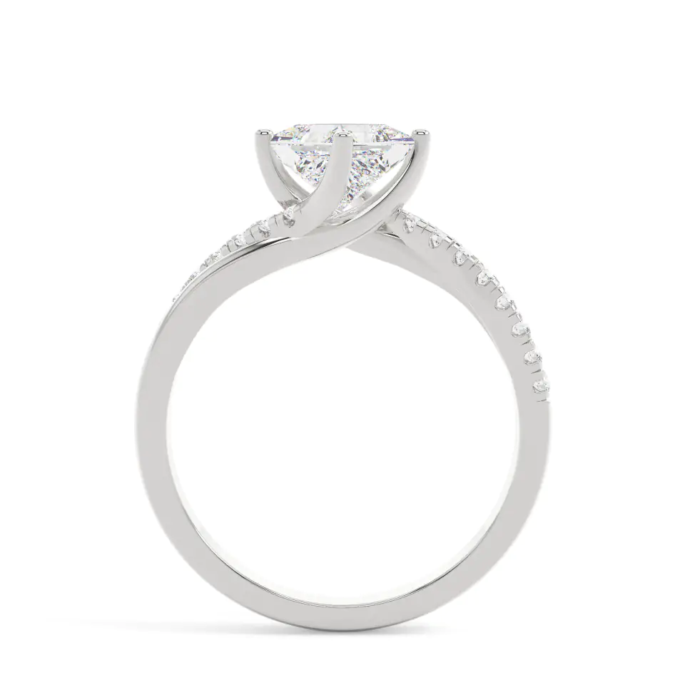 18k White Gold Princess Infinity Solitaire Engagement Ring